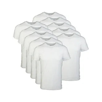 Gildan Adult Men's Tag Free, Crew T-shirts, White, 12-Pack