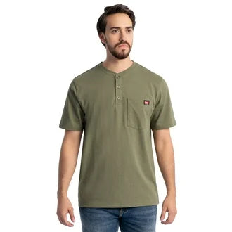 Wrangler Workwear Men's Short Sleeve Henley Pocket Work T-Shirt